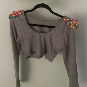 ASOS cropped shoulder multi color spiked top. Size Us 8